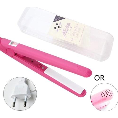 Electronic Hair Straightener Curler Mini Ceramic Iron Flat Straightening Styling Tools 220V Home Travel