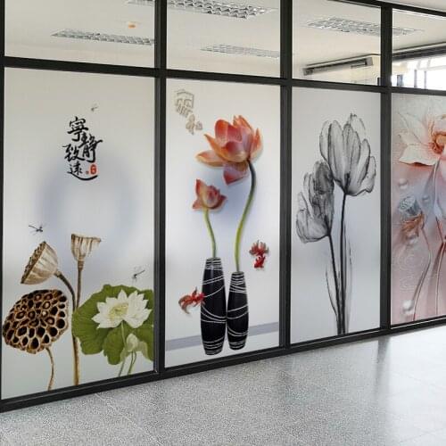 European style glass film custom bathroom toilet window frosted sticker light translucent opaque rose electrostatic sticker