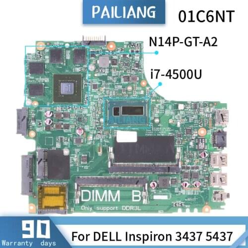 CN-01C6NT For DELL Inspiron 3437 5437 01C6NT 12307-2 SR16Z i7-4500U N14P-GT-A2 Mainboard Laptop motherboard DDR3 tested
