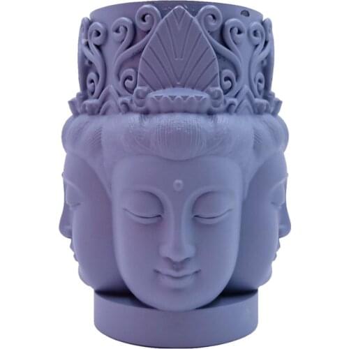 Four-Face Buddha Head Candle Mold 3D Avalokitesvara Silicone Candle Molds Silicone Mold for Resin Epoxy Gypsum StatuCrafts Mould