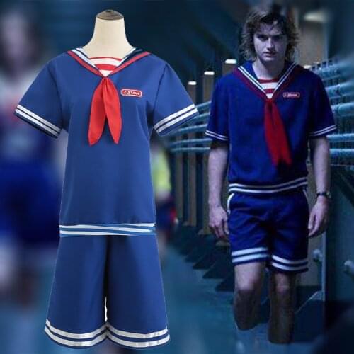 Hot Stranger Things Season 3 Robin Cosplay Adult Men/Women Working Costume Halloween Suit Sailor Uniform With Hat