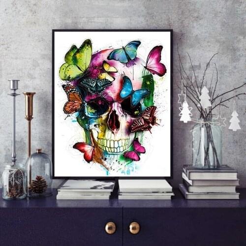 New DIY digital oil painting skull and butterfly coloring pure hand-painted digital oil painting living room bedroom new oil pai