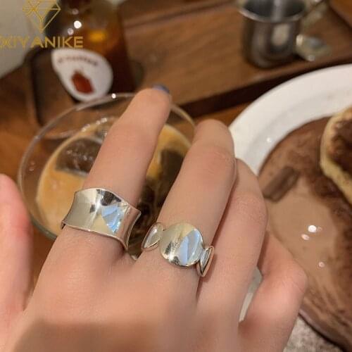 XIYANIKE 925 Sterling Silver Korean Retro Irregular Wavy Wide Ring INS Popular Fashion Hot Refinement Temperament Кольцо