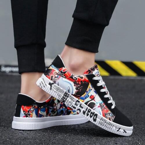 New Summer Breathable Drama Face Printed Hip-hop Men Sneakers Women Shoes Couple Colorful Suede Casual Flat Men Shoes Zapatillas