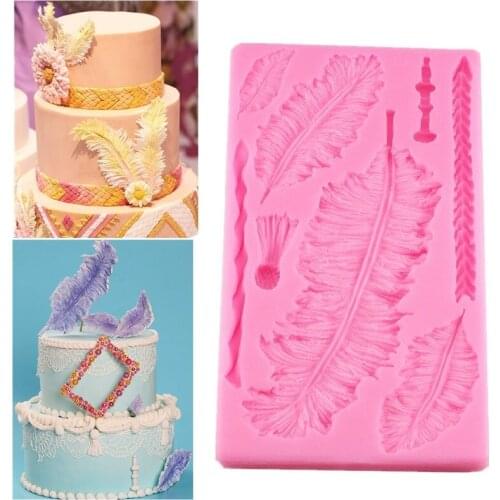 KUXSE Feather Shape Cake Silicone Mold Fondant Mold DIY Cake Decorating Tools Chocolate Gumpaste Mold Sugarcraft Baking Tool