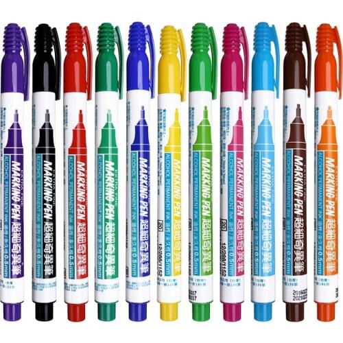 Marker Pen 0.5 Mm 12 Colors Simbalion 800 Extra Fine Alcohol Base Ink Permanent Mark on Film Wood Cloth Metal Glass
