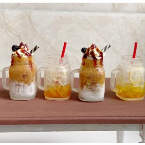 1/12 Dollhouse Miniature Food Mini Resin Afternoon Tea Simulation Drinks Model Toys Fruit Drink Play Dollhouse Dolls Accessories