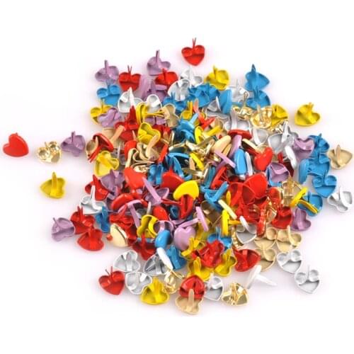 Multicolor Metal Craft Mix Heart Brads Scrapbooking Embellishment Fastener Brads Decoration DIY Album 100PCs 8x9mm C1923