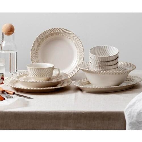 Wheat Grain Pattern Kiln Change Household Hotel Porcelain Dishes Ceramic Tableware Set Rice Salad Bowl Soup Kitchen Cook Tool 1p