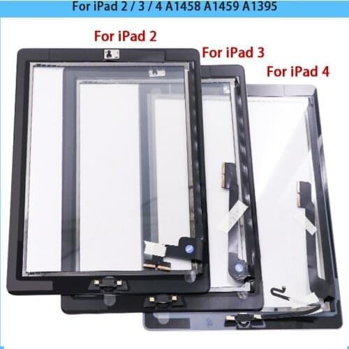 TouchScreen For iPad 2 Touch Screen Panel Front Glass Sensor Digitizer With Home Button For iPad 3 iPad 4 A1459 A1416 Replace