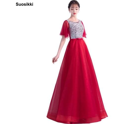 Suosikki New arrival luxury long style dresses bling beading tulle evening dresses formal prom party gown floor length