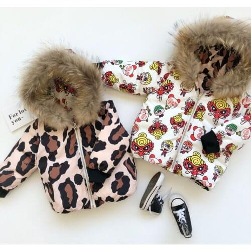 Tonytaobaby New Boys and Girls Wear Leopard-print Warm Coat on Both Sides of Winter