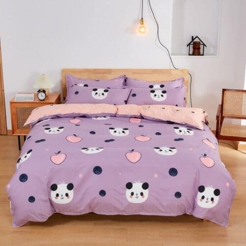 Cartoon Purple Panda Duvet Cover Fashion Quilt Cover Twin/Queen/King For Kids Girls Comforter Covers Soft Bedding Decor Home