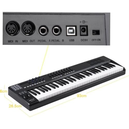 WORLDE PANDA61 Portable 61-Key USB MIDI Keyboard Controller 8 RGB Colorful Backlit Trigger Pads with USB Cable