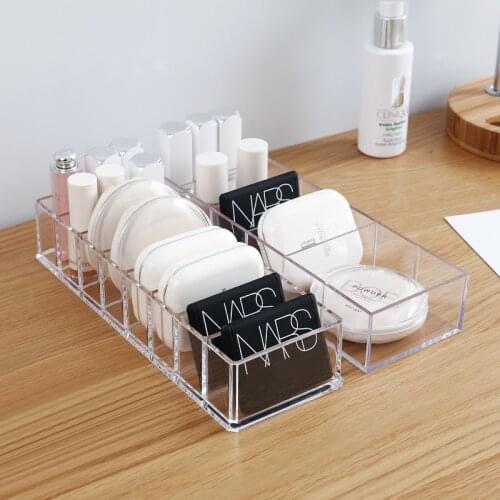 6/8 Grid Transparent Cosmetics Storage Box Makeup Holder Lipstick Powder Cake Organizer Plastic Desktop Storage for Cosmetic
