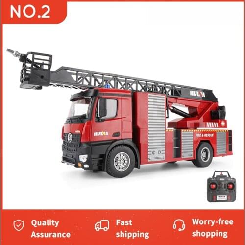 HUINA 1:14 RC Fire Truck 22 Channels Tractor Model Engineering Car with Working Water Spra and Squirts Water Kids Birthday Gift