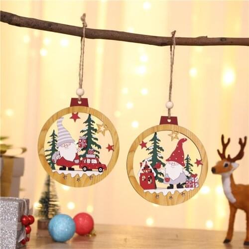 Christmas Decorations Wooden Forest Santa Claus Pendant Merry Christmas Tree Ornaments Gift Wooden Small Pendant Home Decor