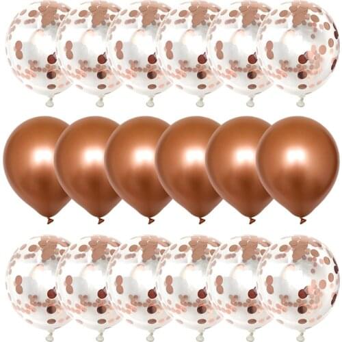 18pcs Rose Gold Balloons Confetti Set Chrome ballon Birthday deco Party Wedding Decoration Wedding Anniversary globals Metallic