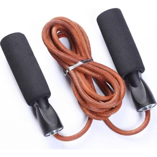 Skipping Rope Durable Cowhide Rope Adjustable Tangle-free Jump Ropes with Anti-slip PP handle For Men Women Kids Fitness Workout