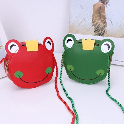Cute Cartoon Crown Frog Girls Baby Messenger Bags PU Leather Lovely Children Mini Coin Purse Cute Kids Accessories Shoulder Bag