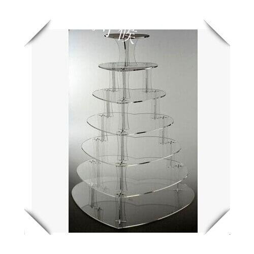 Wedding decoration7 Tier Heart Shape Beautiful Acrylic Cupcake Stands Party / Wedding / Festival Supplies Cake Display Shelf