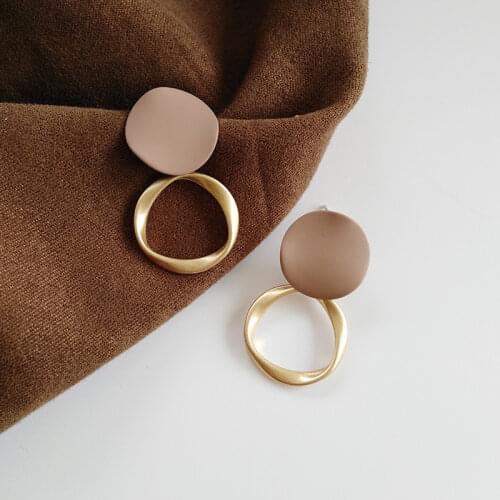 Autumn Winter New Brown Earrings Vintage Matte Drop Earrings for Women Metal Fashion Statement Dangle Earring 2020 Trend Jewelry