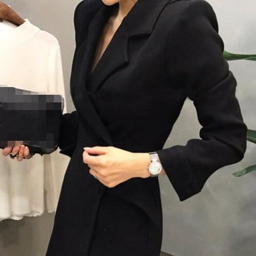 2020 New Winter Womens Long Blazer Korean Single Breasted Slim Fit Lapel Collar Outerwear Female Business Office Lady Blazer
