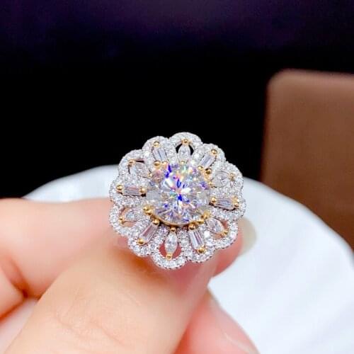 Sterling silver 925 moissanite ring rings for women flower rings silver ring Moissanite party