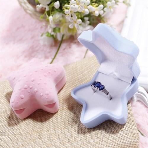 1pc Lovely Velvet Starfish Jewelry Box For Earrings Necklace Bracelet Container Wedding Ring Box Display Gift Box Holder