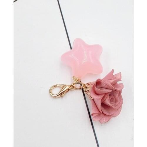 10pcs Car Key Chain keychain ring Holder Alloy clasp silk flower Bag/Handbag/Purse Car porte clef badge strap trinket pendant