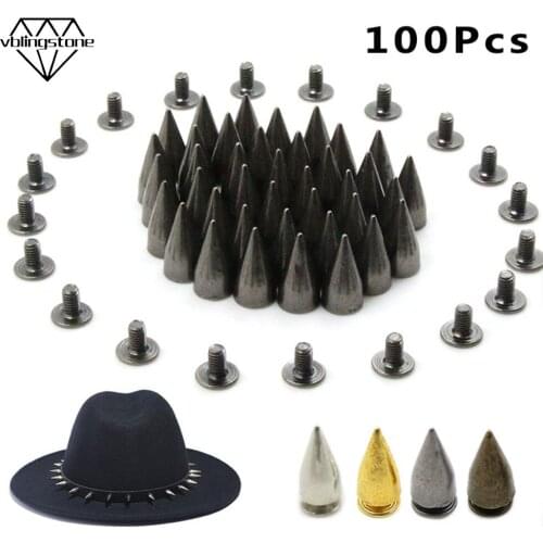 100pcs 7x14MM Cone Screw Studs And Spikes For Clothes Metal Nailhead Rivet For Bags Studs For Punk Rock Leather DIY Craft 4Color