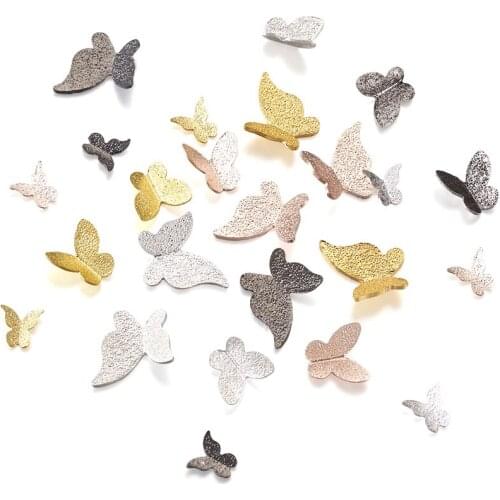 120pcs/box Butterfly Alloy Cabochons For UV Epoxy Resin Pressed Flower DIY Jewelry Making Nail Art Decoration Accessories