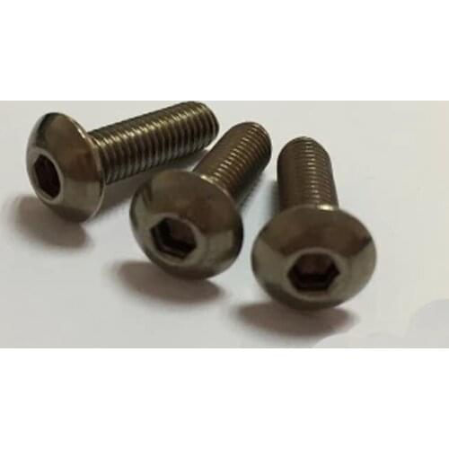 3pcs M4 TA2 Titanium flat round head Hexagon socket screw Pure titanium Semicircular Mushroom pan head GR2 5mm-40mm Length