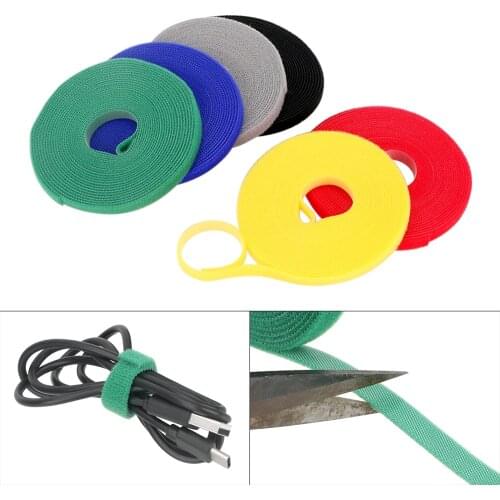 5m*1cm Power Wire Loop Tape Fastener Nylon Cable Ties Straps Multifunction Reusable Magic Tape Multicolor