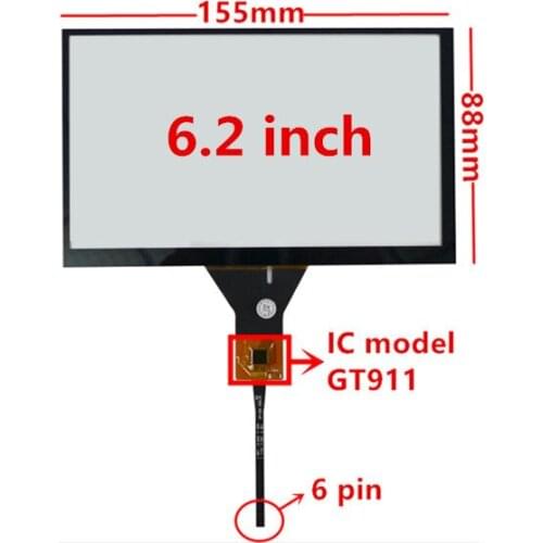 6.2 inch 155*88 155mm*88mm GT911 Universal Capacitive Touch Digitizer Car DVD navigation Touch screen panel Glass