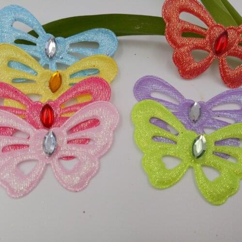 70pcs Padded shiny Mix Color butterfly Appliques Craft Kids Doll Lots