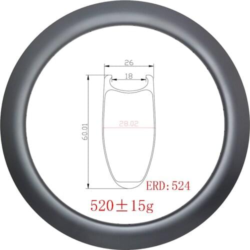 700c 60mm clincher road disc carbon rim 26mm width U-shape UD 3K 12K matte glossy 16H 18H 20H 24H 28H 32H road racing bike wheel