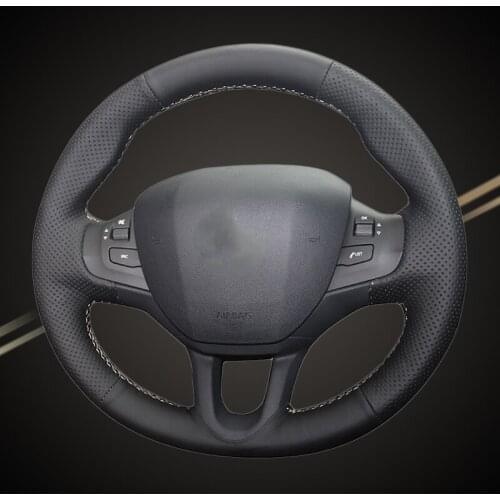 Car Braid On The Steering Wheel Cover for Peugeot 208 Peugeot 2008 Hand-stitched Car-styling Auto Braiding Steering Wheel Covers