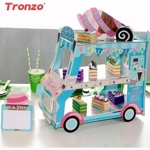 Tronzo Car Cupcake Stand Creative Paper 3-layer Ice Cream/Cake Display Stand Candy For Kids Wedding Birthday Party Decoration