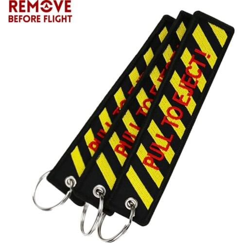 3PCS Pull To Eject Embroidered Keychain Remove Before Flight Car KeyRings Motorcycle llaveros KeyChains Fobs OEM Key Holder