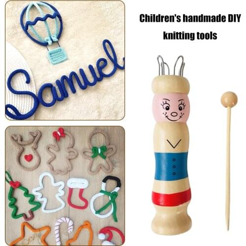 Wooden Doll Rope Knitting Needlework Childrens Handmade DIY Loom Braided Maker Yarn Wool Set Crochet Tool Knitter Accessories