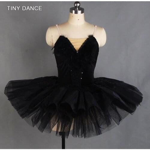 Adult Girls Leotard Dress with Feather Black Swan Ballet Dance Tutu Dress Ballerina Dance Costumes Platter Tutu Skirts 21076