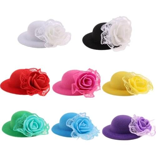 Elegant Classic Doll Cap New Round Bowler Hat with Lace Decoration for 28-30cm Doll Clothes Accessory White