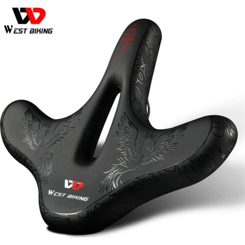 WEST BIKING Widen Ergonomic Bicycle Saddle Comfortable Cushion Pad MTB Road Bike Saddle Breathable Shockproof Cycling Seat