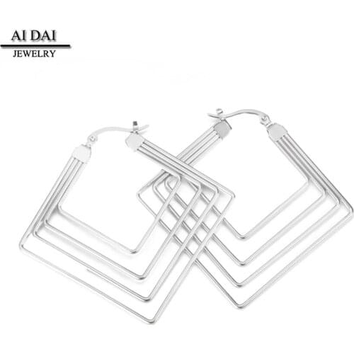 Geometric rhombus new trendy foreign style earrings temperament advanced atmosphere line earrings