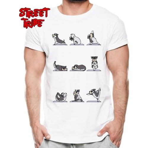 Cotton High Quality Animal Dogs Fitness T-Shirt Mens Hipster Streetwear Tops Tee Shirts Miniature Schnauzer Workout T Shirt