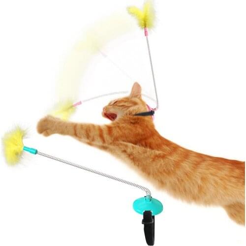 Cat Toy Self-excited Collar Neck Toy Spring Feet With Tap Tease Cat Stick Cat Chasing Toy Funny Pet Products Cat Toys