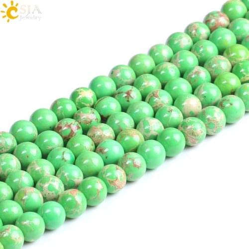 CSJA High Quality Emperor Turquoises Green Howlite Stone Loose Beads 8mm for Jewellery Bracelet Necklace Handmade DIY Chain F221