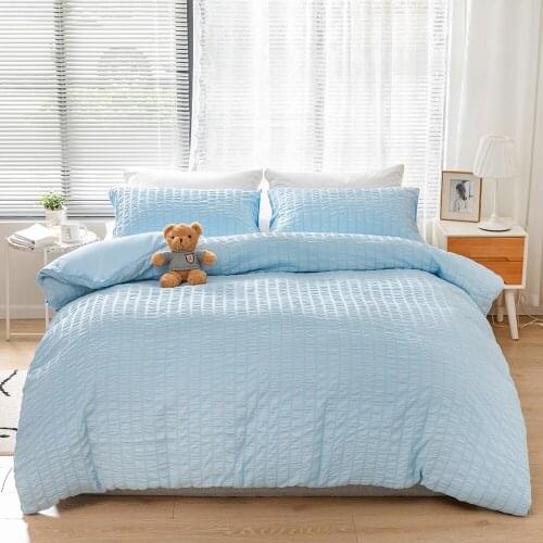 Fashion Seersucker Duvet Cover Pillowcase Set Soft Comofrtable Bedding Set US EU Size Queen King Bed Set Bedclothes