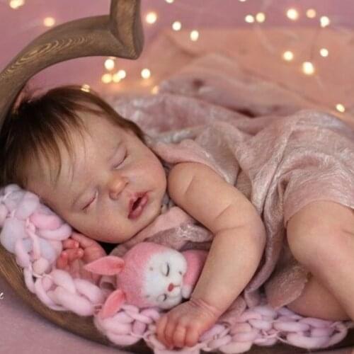 22inch Reborn Doll Kit Alexis Sweet Sleeping Baby Girl Soft Real Touch Unpainted Unfinished DIY Doll Parts